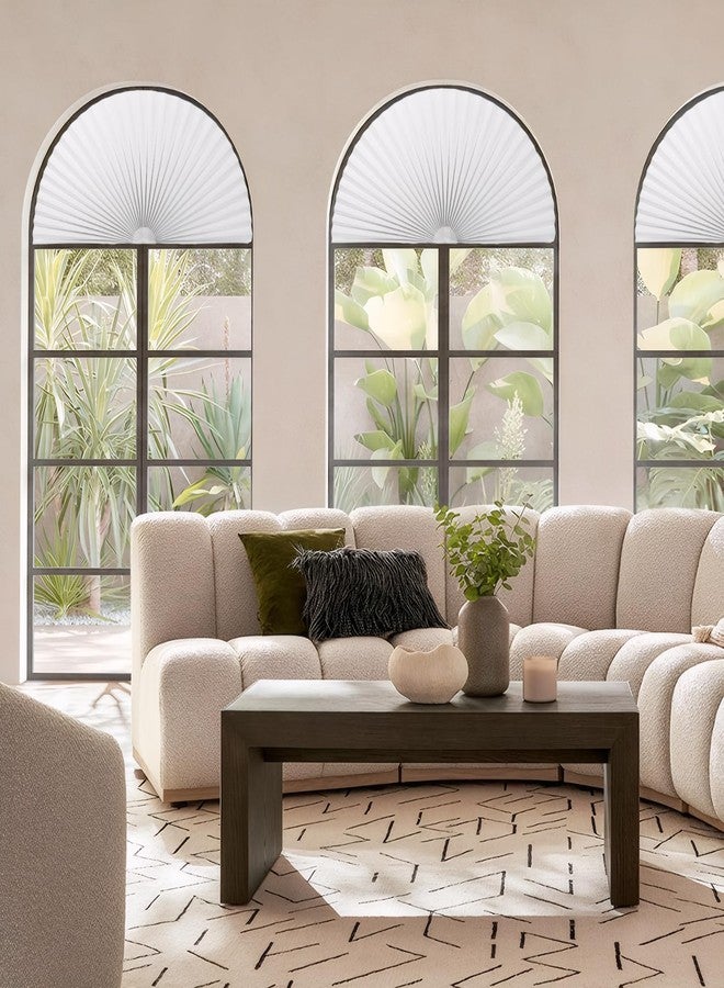 panthra 2 PCS Half Circle Window Shade, Arch Window Shade, Radius 17.7 Inches, Blackout Shades, Cordless and No Drilling Required, Half Moon Honeycomb Blinds for Windows Easy Install (White) - Image 5